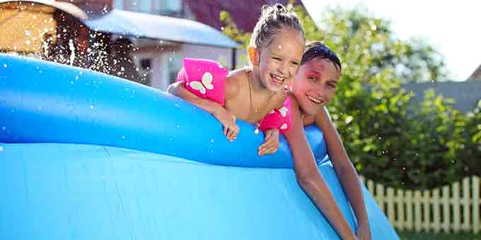 girl in an inflatable pool